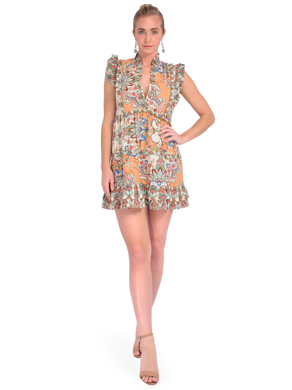 LOVE THE LABEL Elana Dress in Muskmelon Multi Front View 1