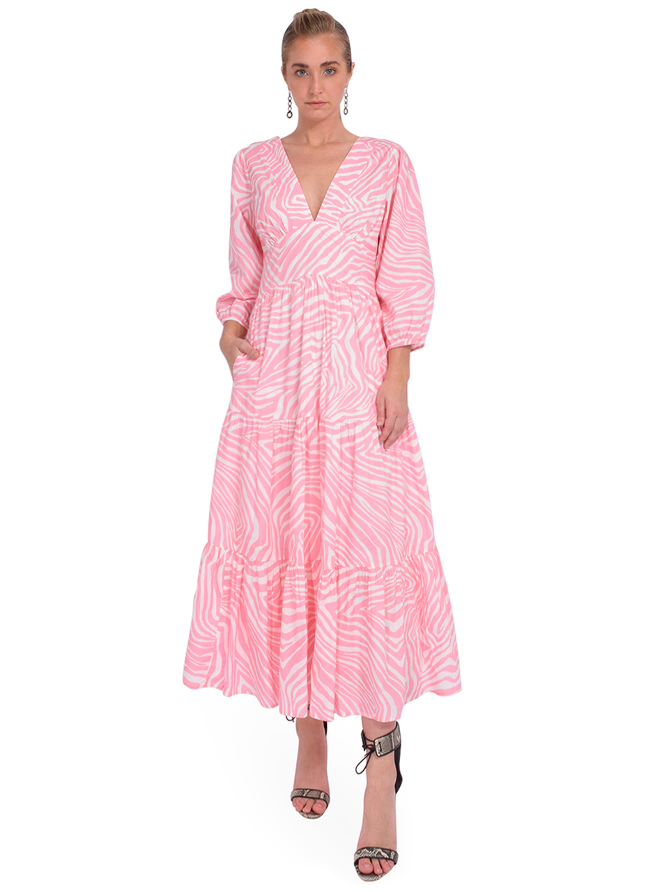 LOVE THE LABEL Elise Dress in Pink Zebra Alora Front View 2