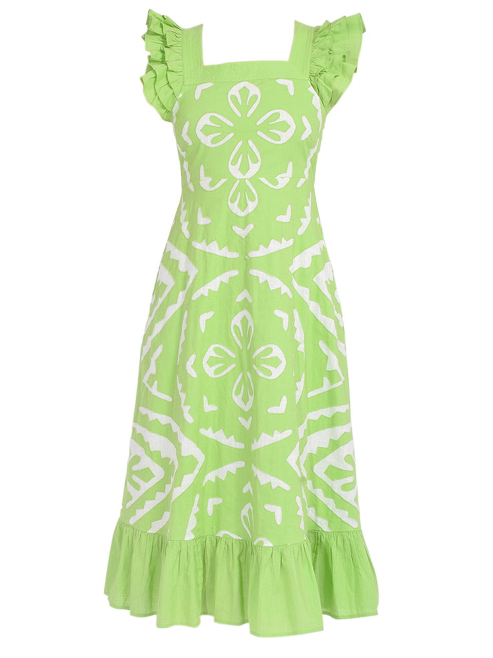 LOVE THE LABEL Arya Dress in Green/White Opaline Product Shot 
