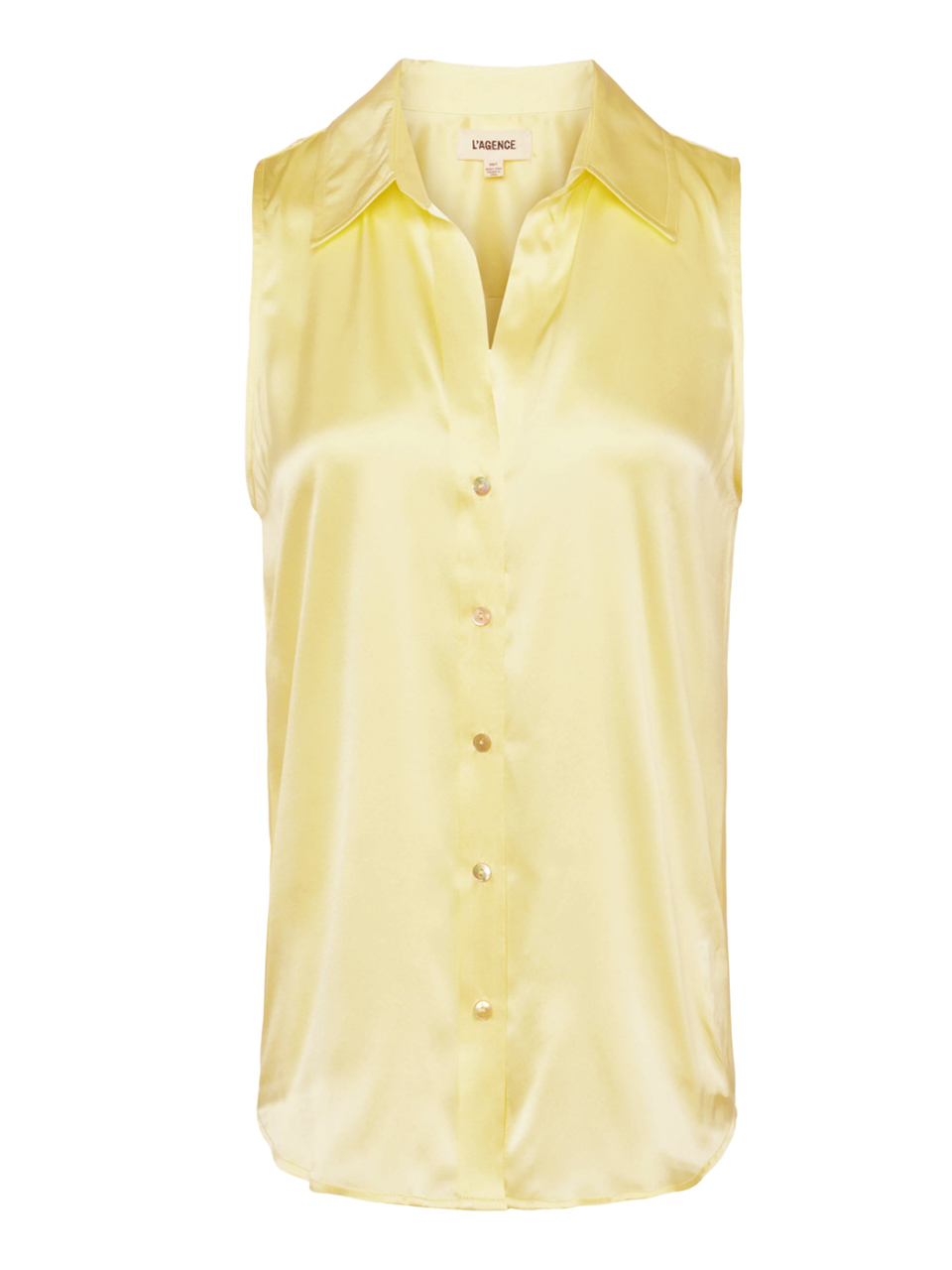 L'AGENCE Emmy Sleeveless Blouse in Yellow Sorbet Front View 

