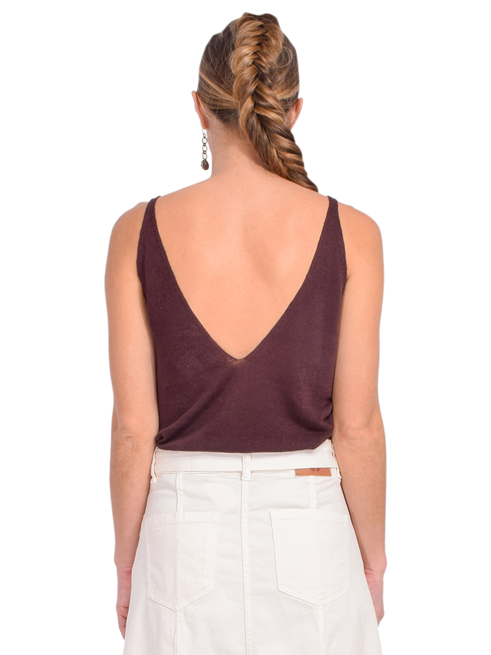 BA&SH Dalil Sleeveless Top in Brown Back View 