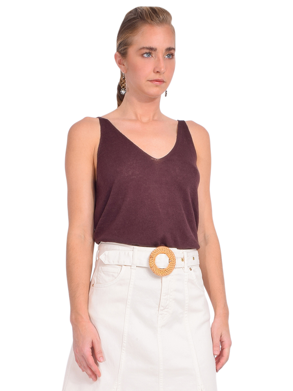 BA&SH Dalil Sleeveless Top in Brown Side View 