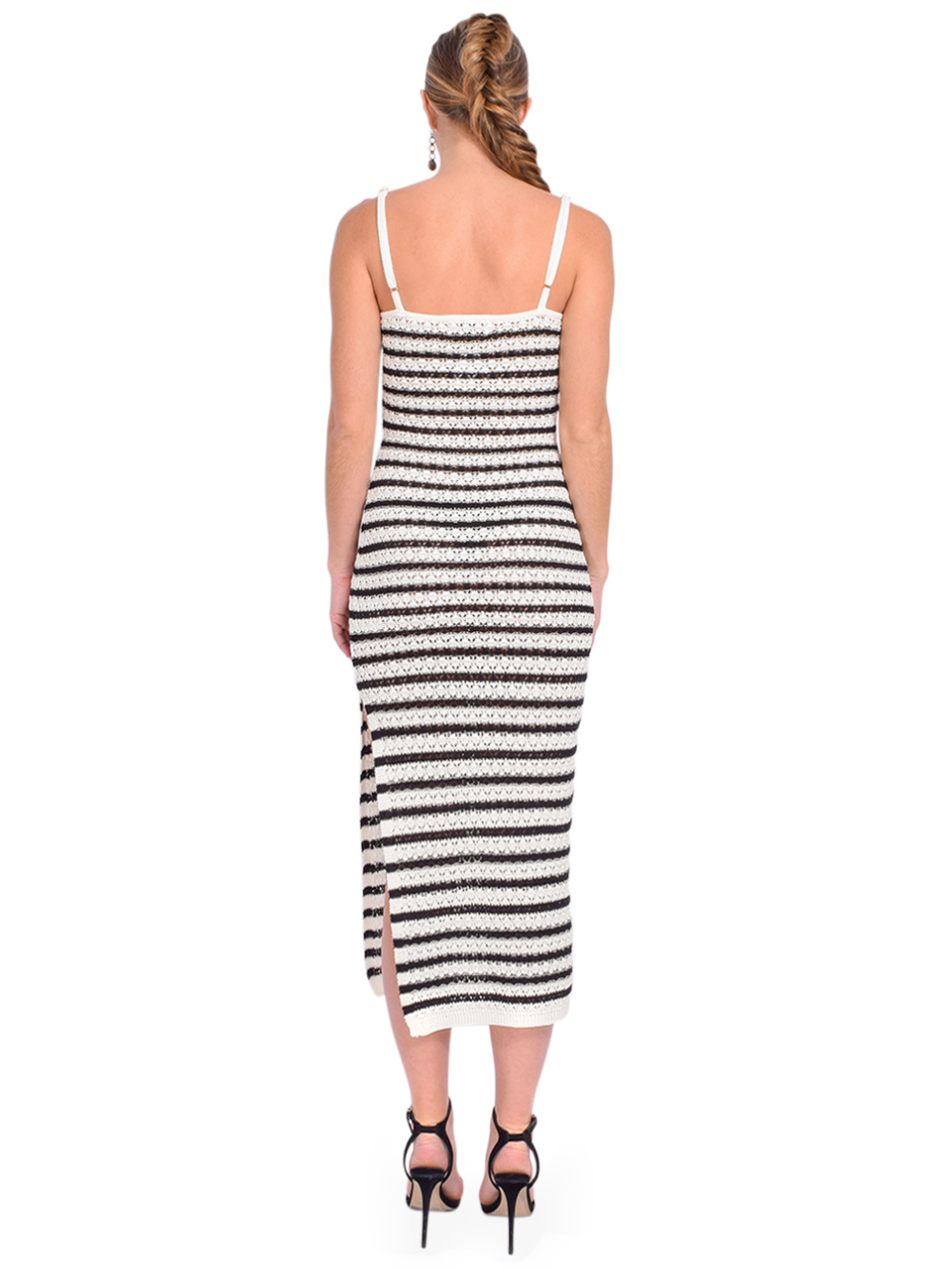 NICHOLAS Elora Knit Dress in Cream/Black Back View 