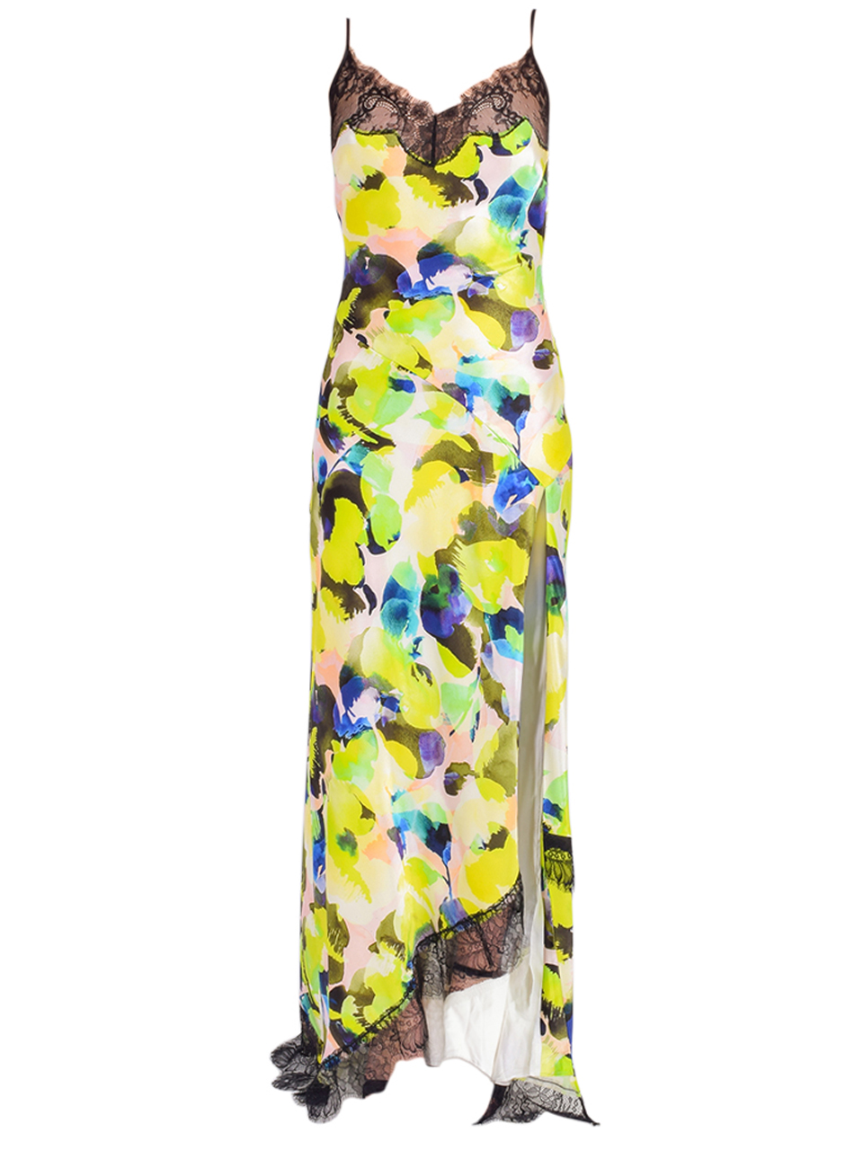 NICHOLAS Sage Lace Trim Midi Dress in Limeade Blur Product Shot 