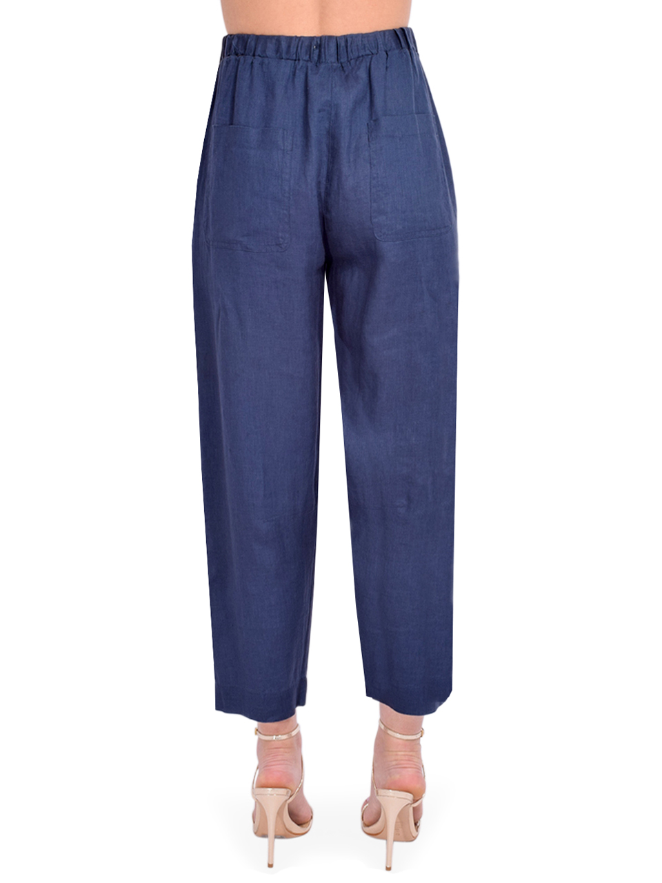 Ottod'Ame Linen Pant in Blue Side View 