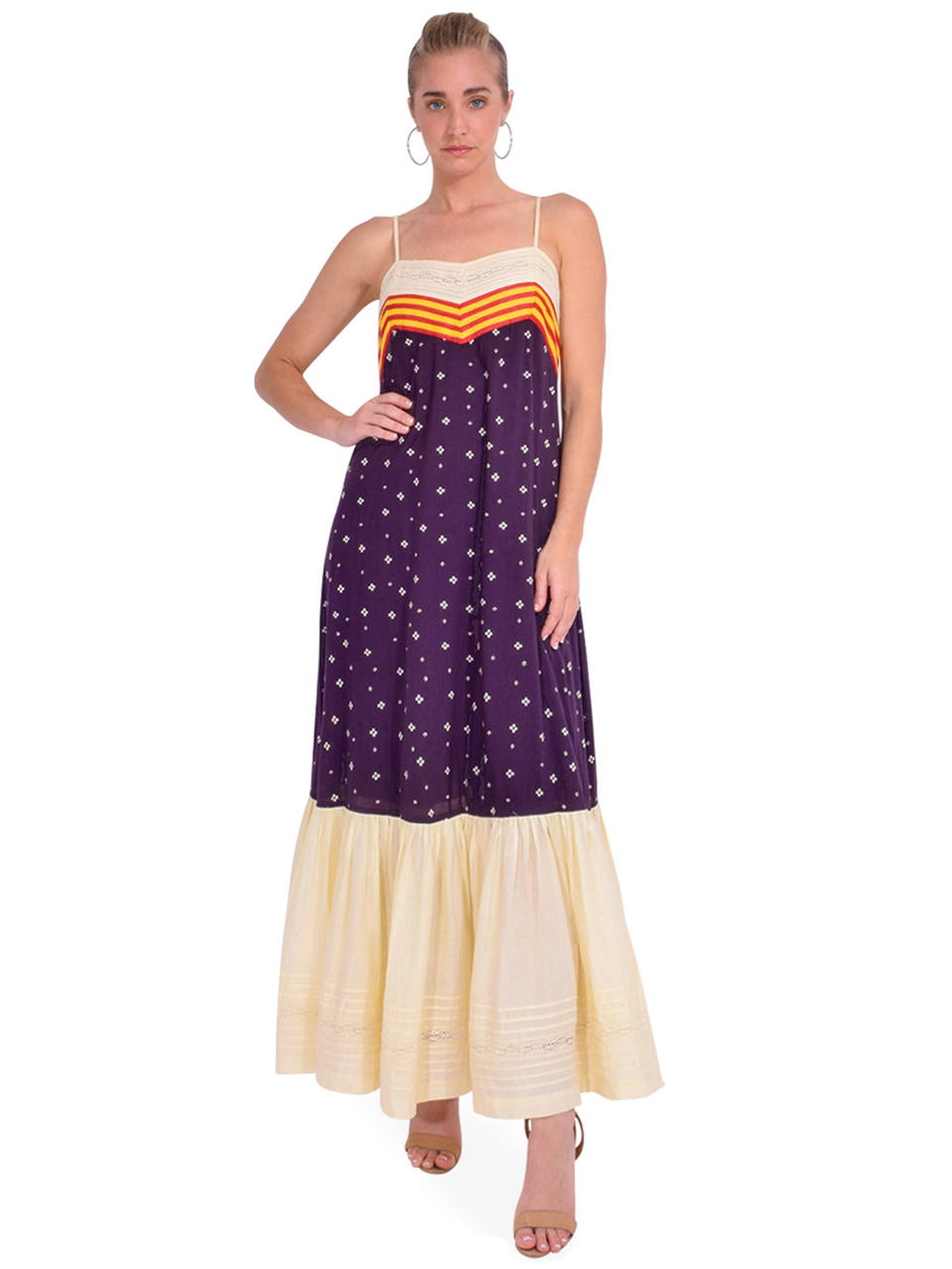 Ottod'Ame Maxi Dress in Purple Multi Front View 2