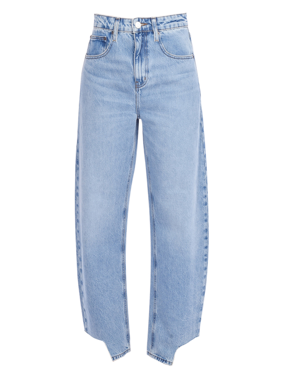 FRAME Long Barrel Inside Step Fray Jean in Divine Product Shot 

