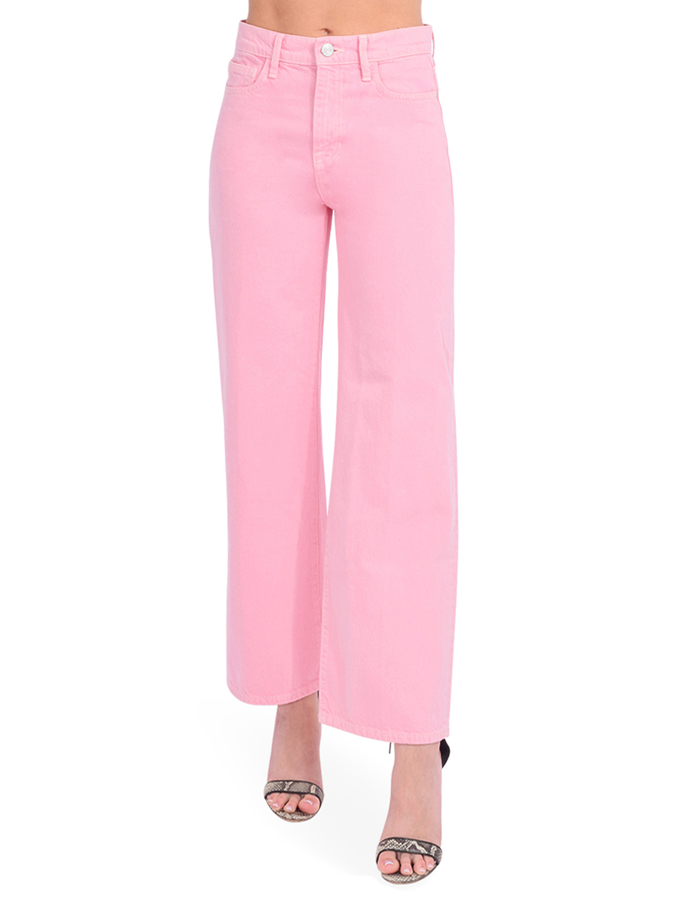 FRAME Le Jane Wide Leg Crop in Washed Dusty Pink Front View 