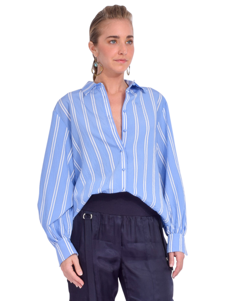 Cinq à Sept Ruby Top in Oxford Blue Side View 