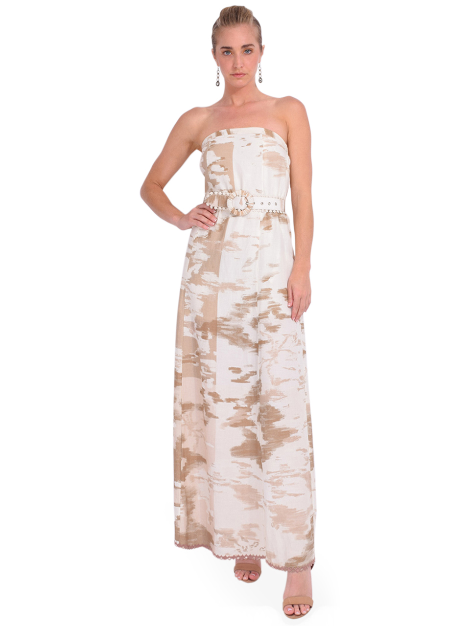 Hemant & Nandita Nima Maxi Dress in Brown/White Front View 2
