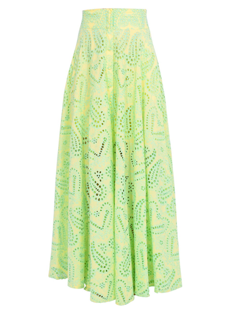 LACE Eyelet Lace Maxi Skirt in Yellow Product Shot 