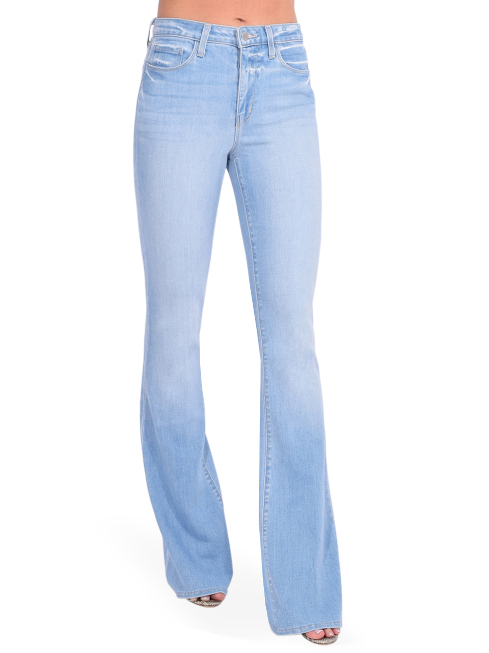 L'AGENCE Marty High Rise Flare Jeans in Bonham Blue Side View 