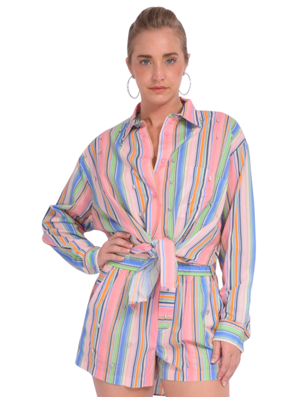 LE SUPERBE Embellished Over You Shirt Front View 