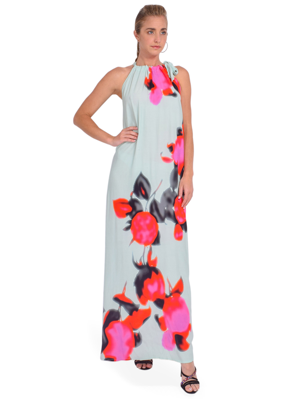 Essentiel Antwerp Fotshot Halter Neck Maxi Dress in Light