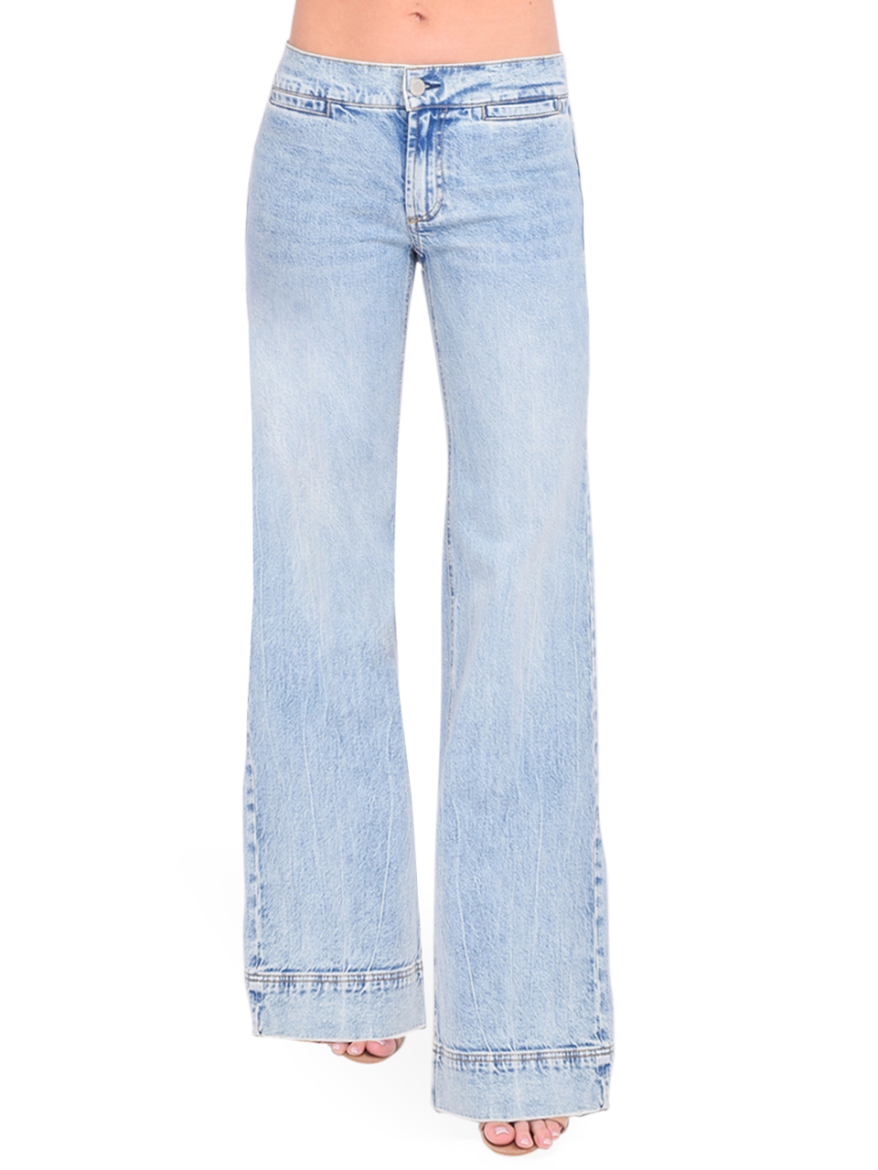 Alice + Olivia Kayla Wide Leg Coin Pocket Jean in Rockstar Blue Front View 