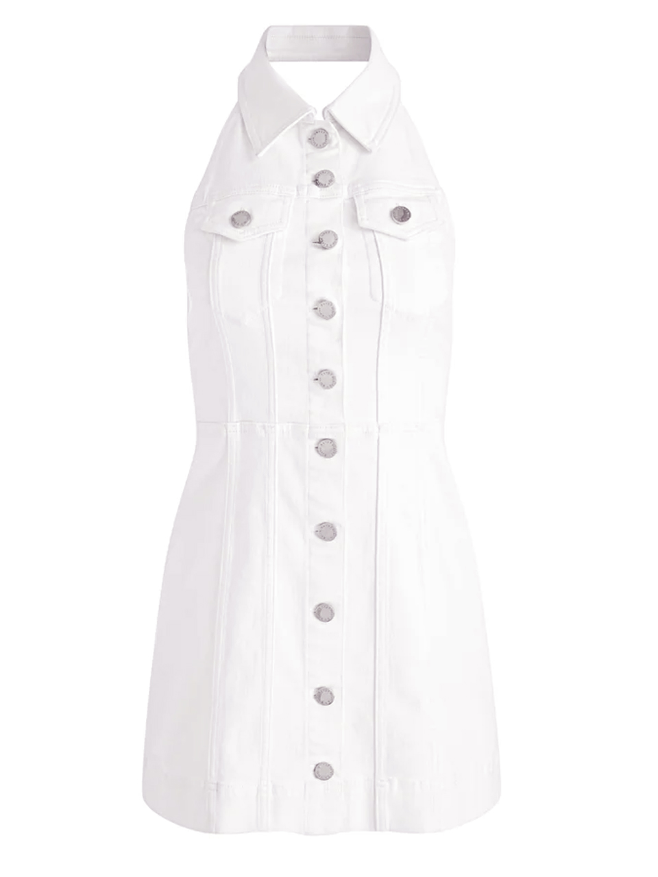 Alice + Olivia Kendall Denim Mini Dress in Off White