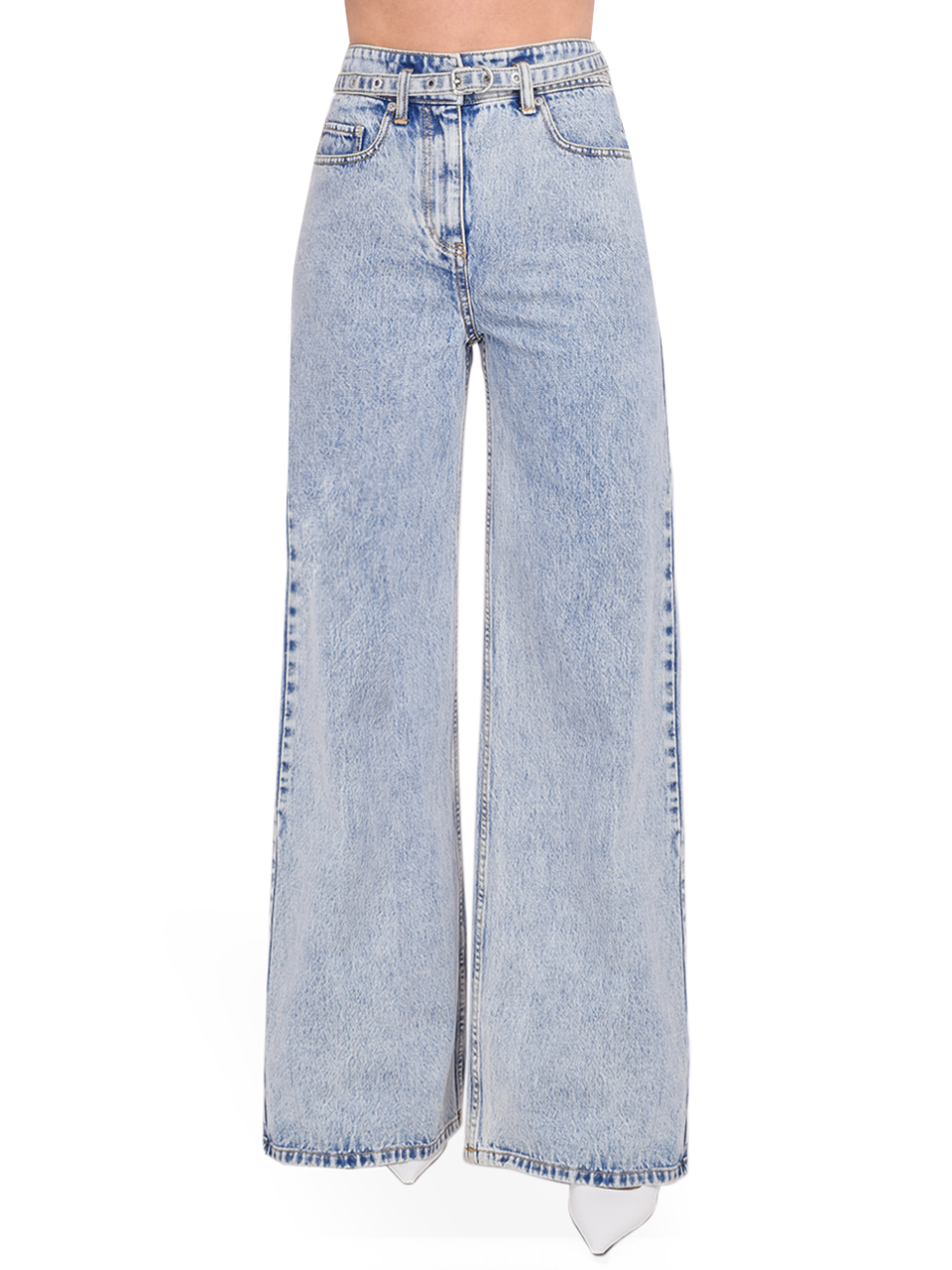 【BAON】Renter Belt Denim Wide Pants 3.1 Phillip Lim Denim Wide Leg Belted Jean in Malibu Blue