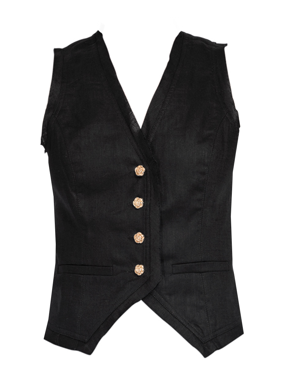 Karina Grimaldi Alejandra Linen Vest in Black