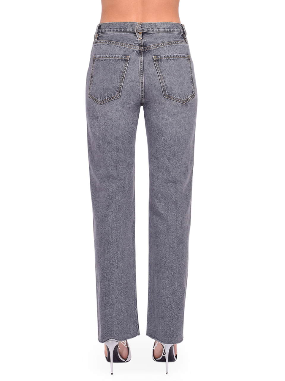 Frame Le Jane Ankle Raw Fray in Zurich Gray Back View 