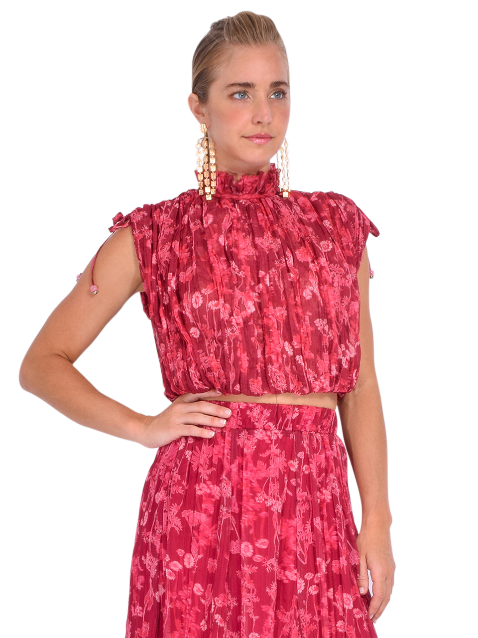 Sabina Musayev Sauron Top in Fuchsia Print