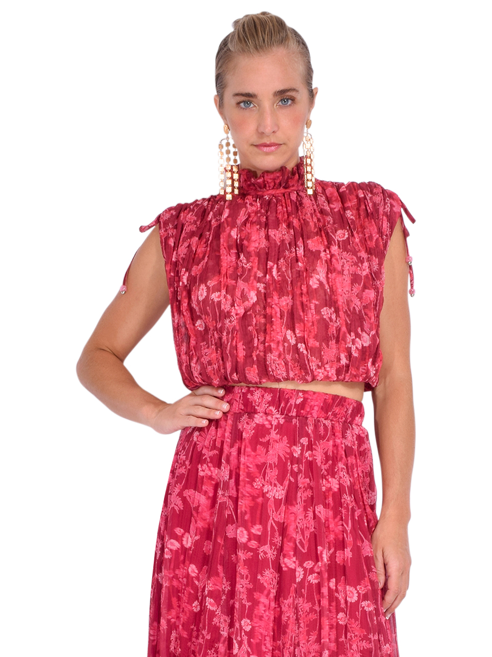 Sabina Musayev Sauron Top in Fuchsia Print