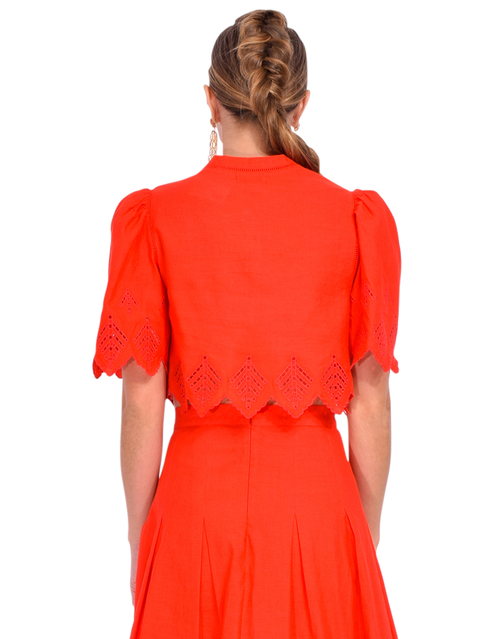 RHODE Nita Cropped Top in Scarlet Eyelet Back View 