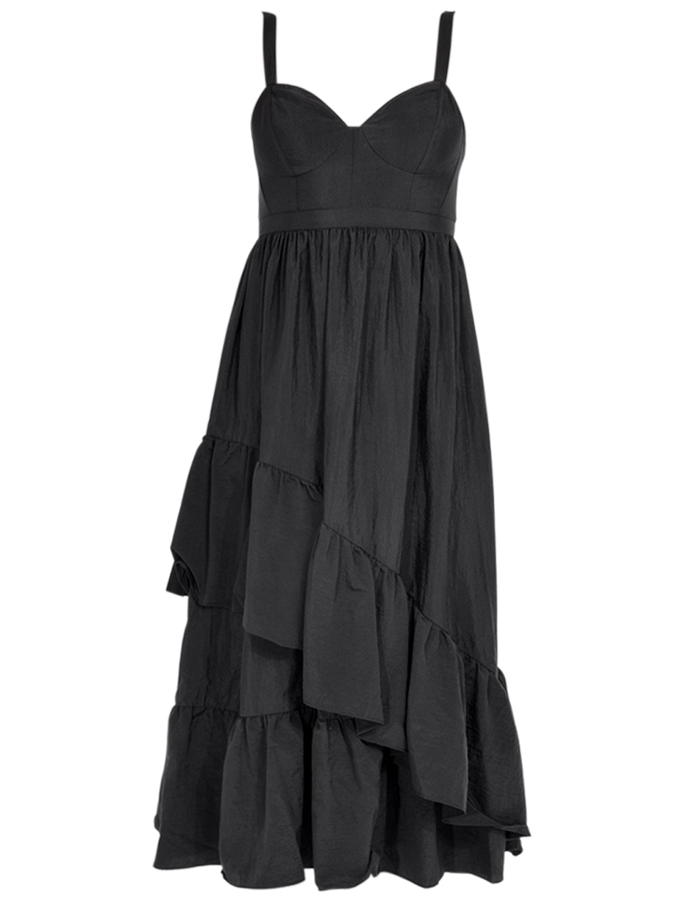 Cinq à Sept Amy Ruffle Asymmetric Dress in Black