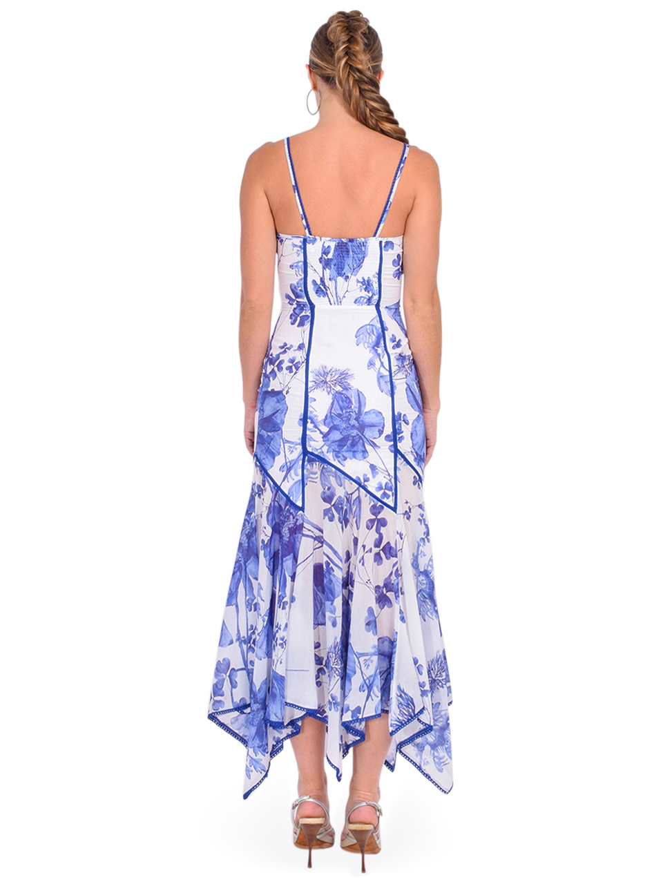 Charo Ruiz Leony Long Dress in Surf Blue Back View 