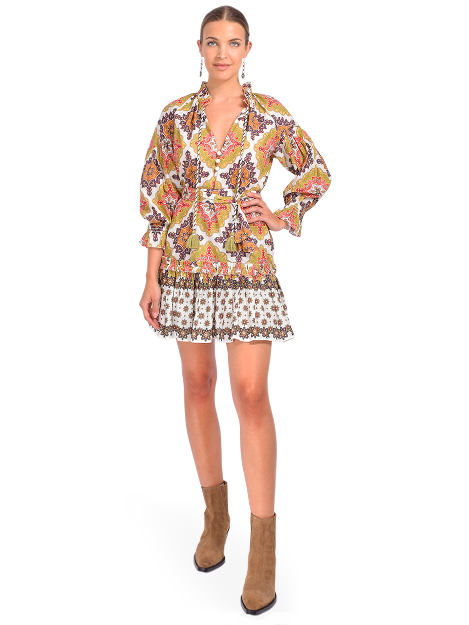 Cara Cara Poppy Dress Mini Dress in Mandala Navy Front View 2

