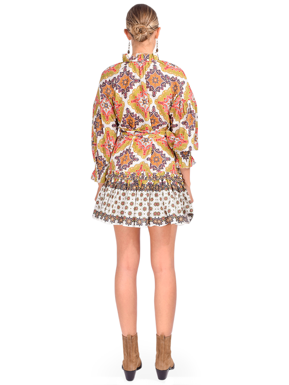 Cara Cara Poppy Dress Mini Dress in Mandala Navy Back View 
