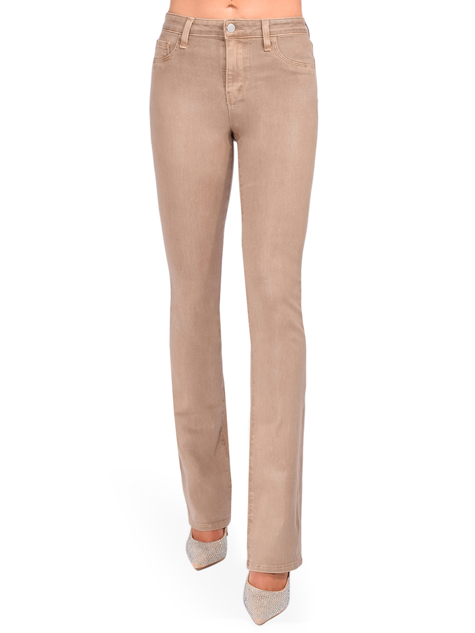 L'Agence Selma High-Rise Baby Bootcut Jean in Rye Coated Front View 