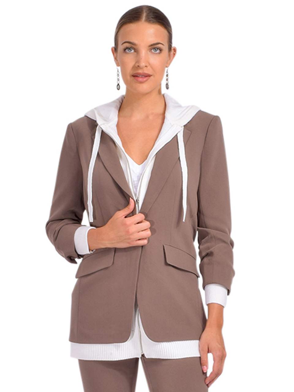 Cinq a Sept Khloe Two-Tone Sweater Knit Combo Blazer Front View 