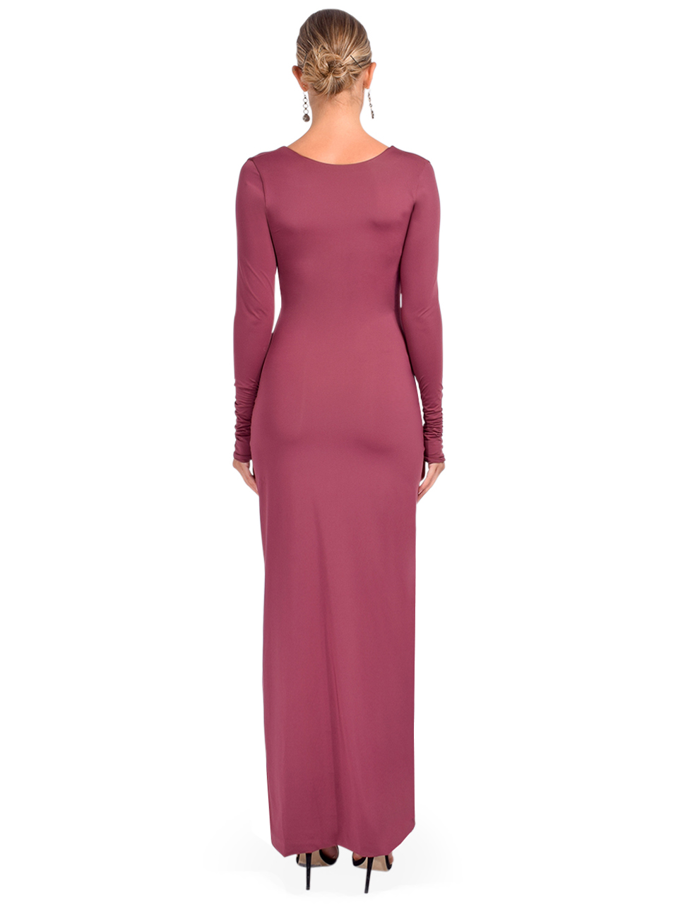 Maygel Coronel Lucir Long Sleeve Dress in Cabernet Back View 2