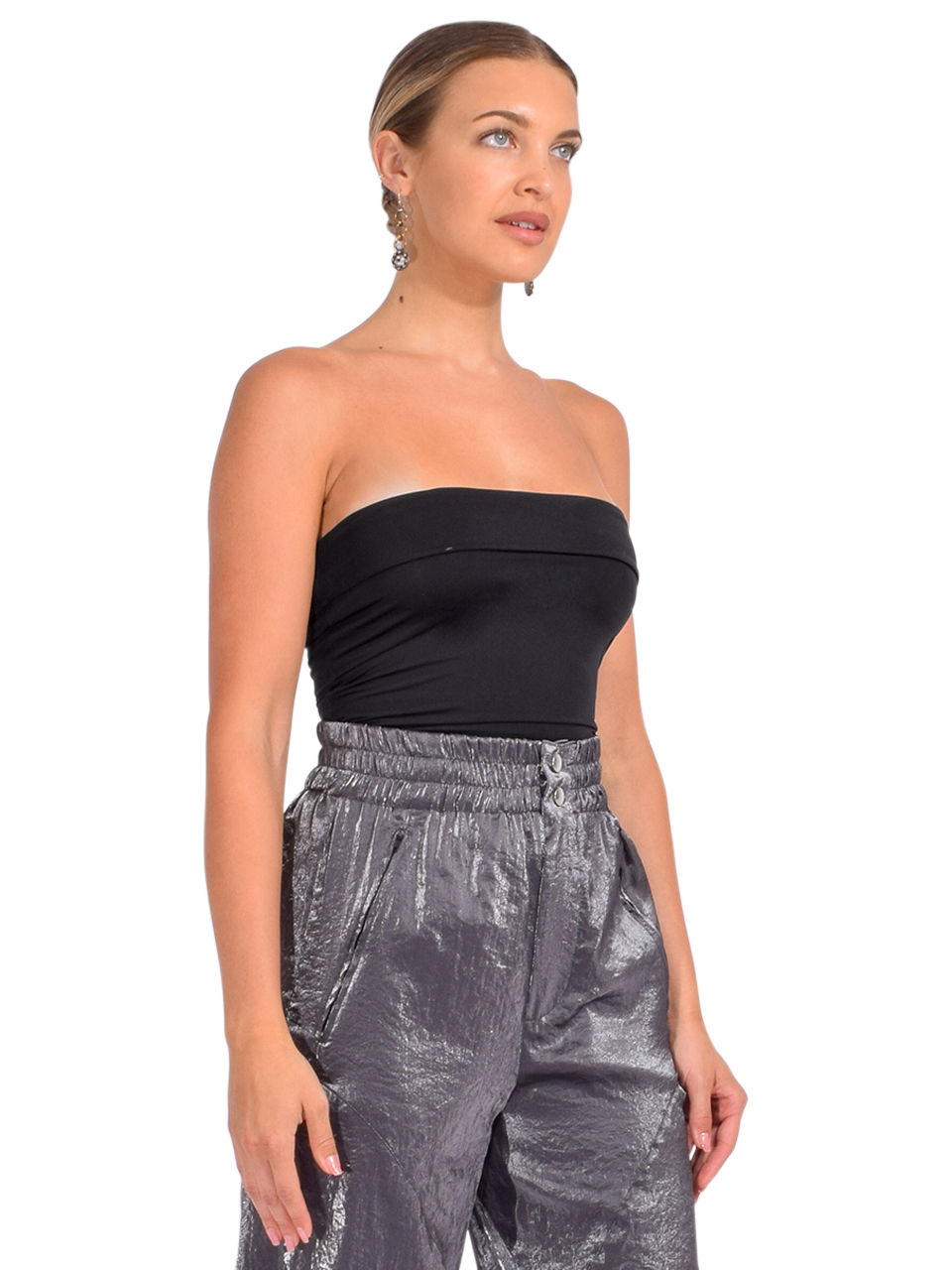Maygel Coronel Eter Strapless Top in Black Side View 