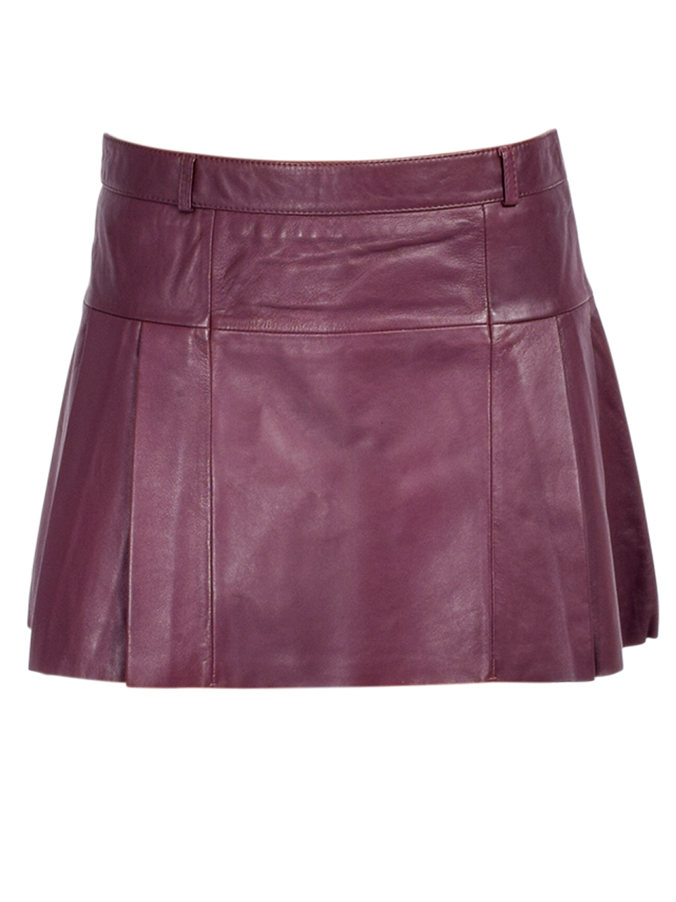 Walter Baker Izzie Pleated Leather Mini Skirt in Plum Product Shot 