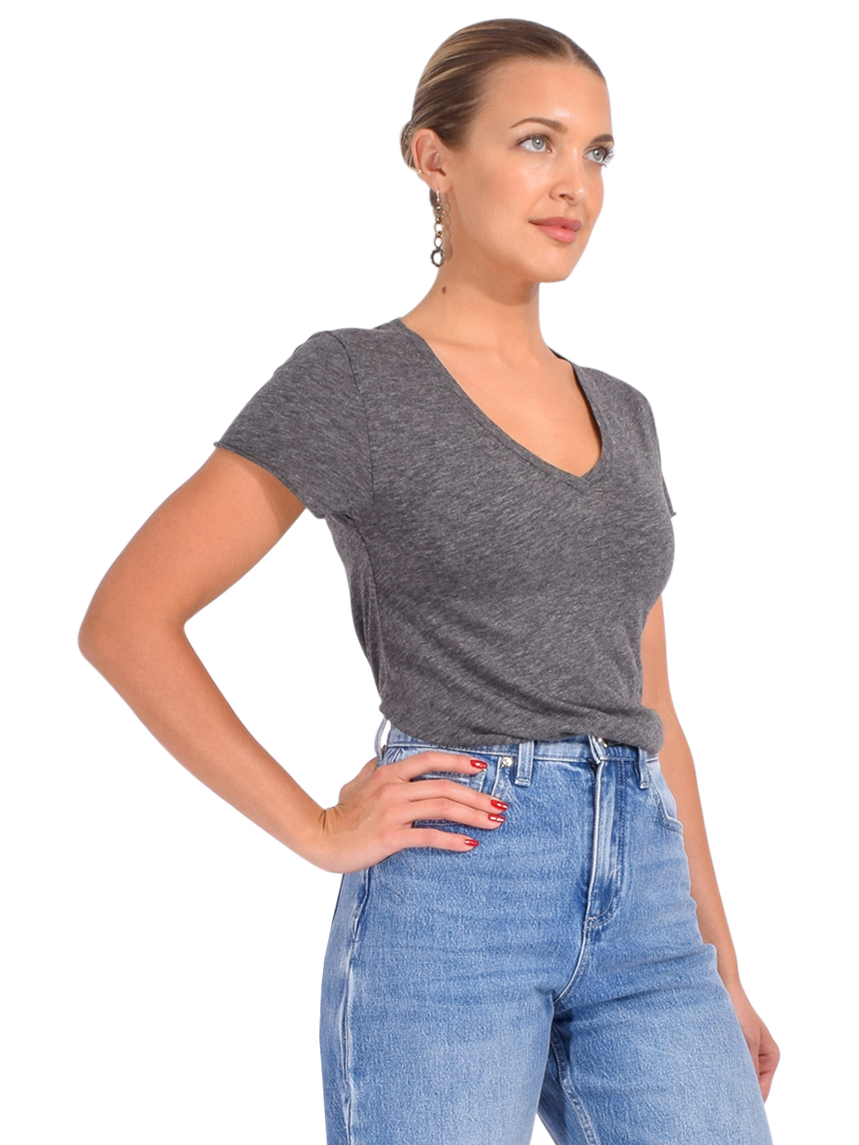 American Vintage Dark Grey Jacksonville T-Shirt Side View 