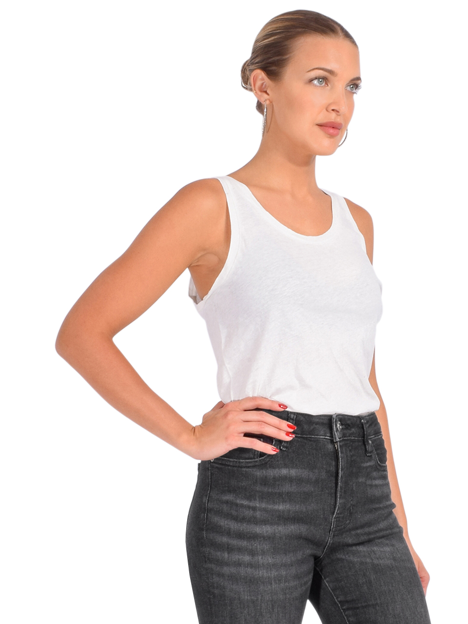 American Vintage White Gamipy Tank Top Side View 