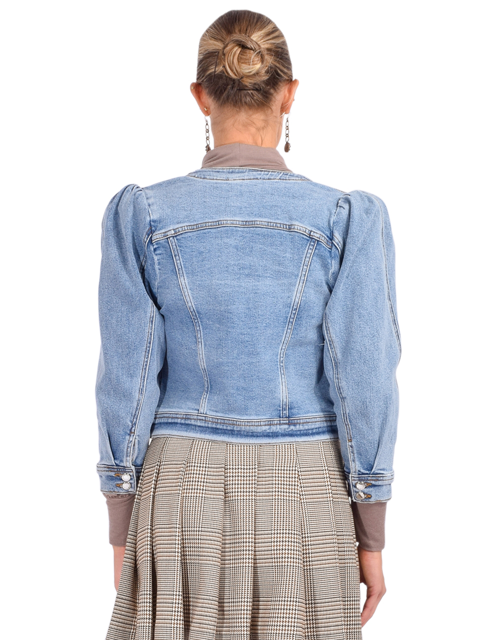 Retrofete Tasha Puff-sleeve Denim Jacket In Tangier Back View 