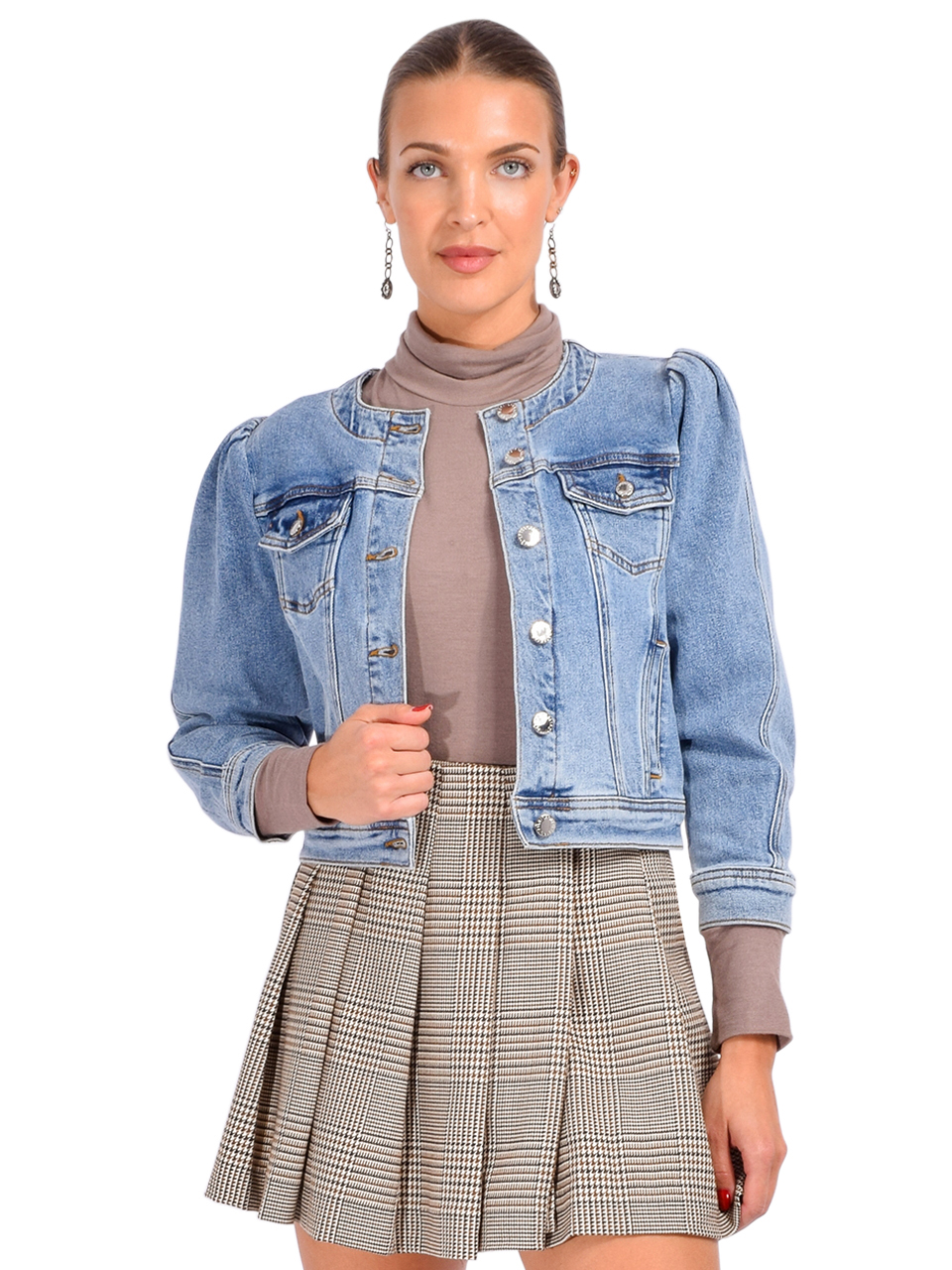 Retrofete Tasha Puff-sleeve Denim Jacket In Tangier Front View 