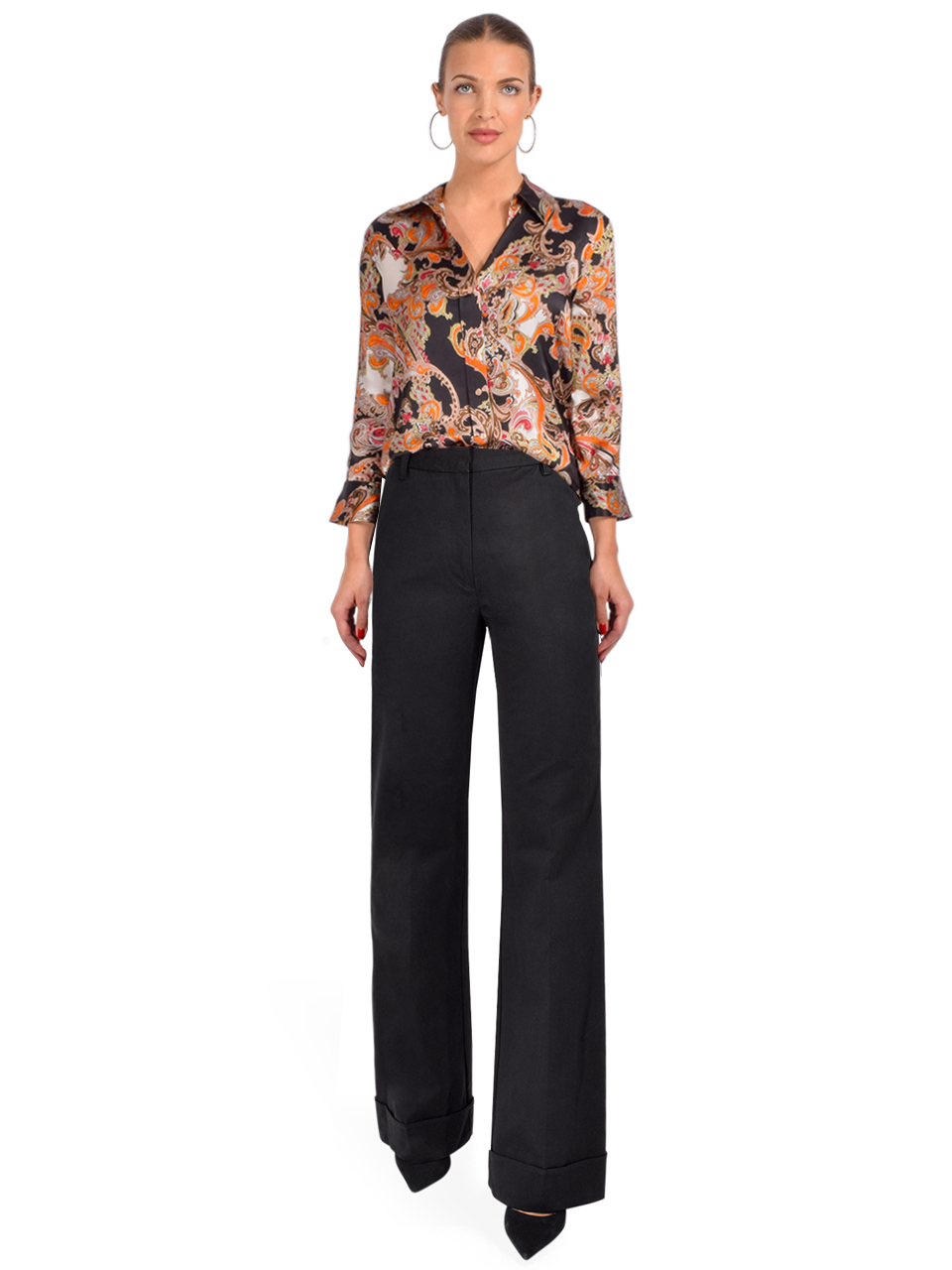 3.1 Phillip Lim Cuffed Kick Flare Pant in Black Full Outfit  