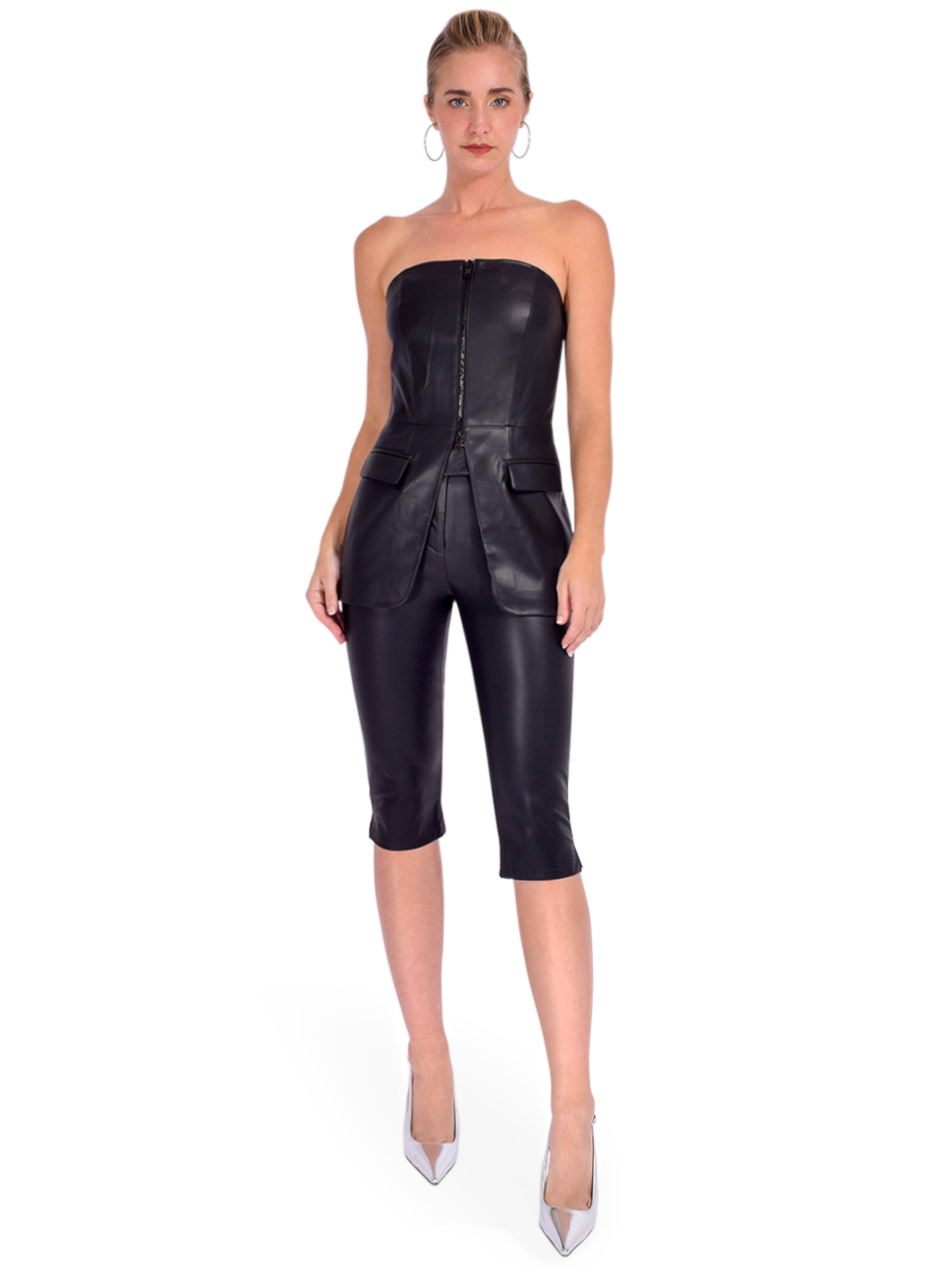 LAMARQUE Faya Faux Leather Capri in Black Full Outfit 