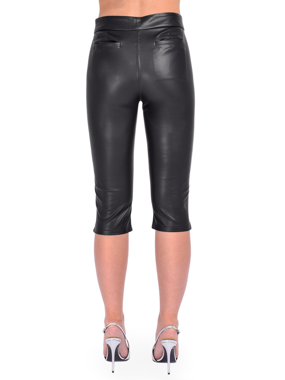 LAMARQUE Faya Faux Leather Capri in Black Back View 