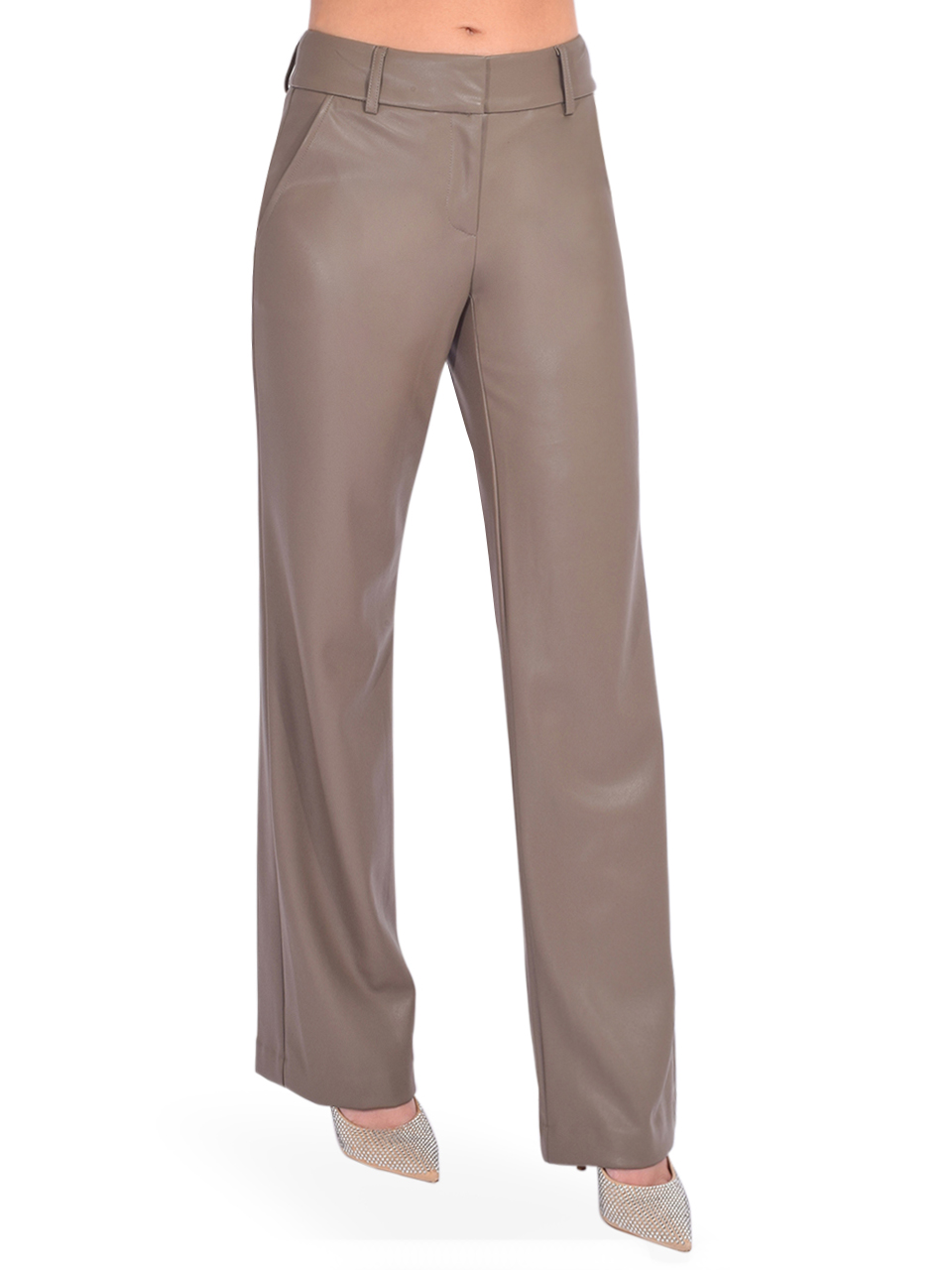 DREW Juliette Vegan Leather Pant Taupe Side View 

