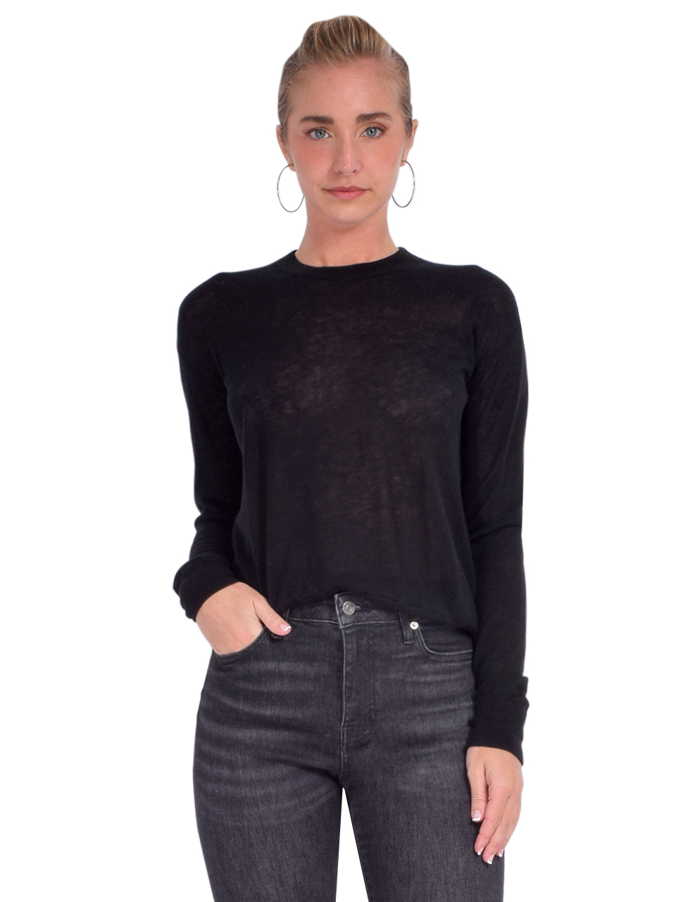 C.T. Plage Crewneck Sweater in Black Front View 