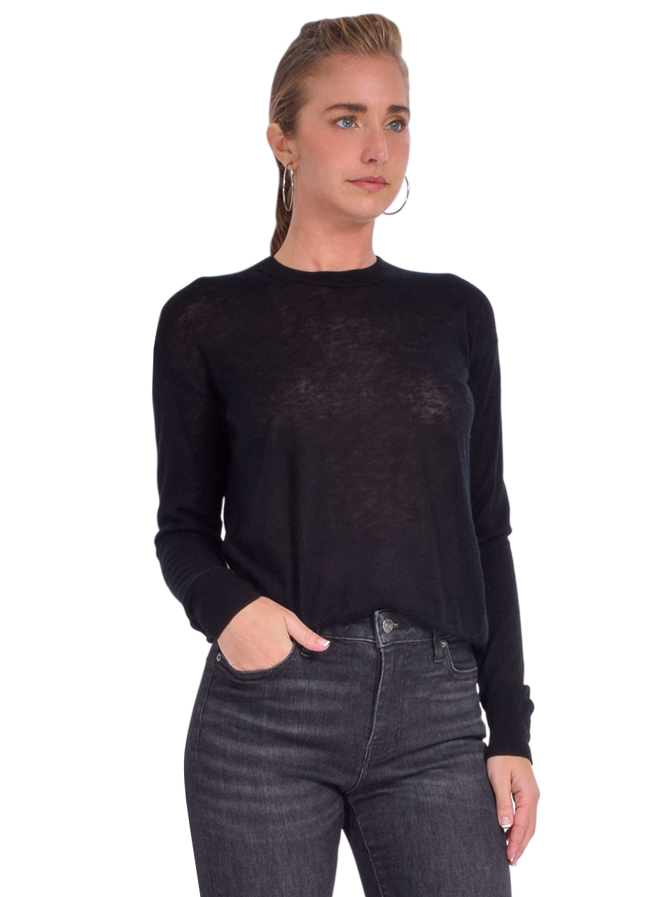C.T. Plage Crewneck Sweater in Black Side View