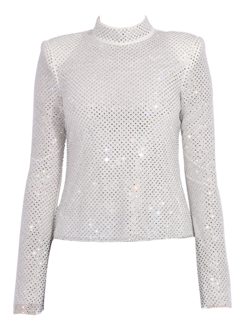 Self-Portrait Silver Rhinestone Fishnet Top Product Shot
