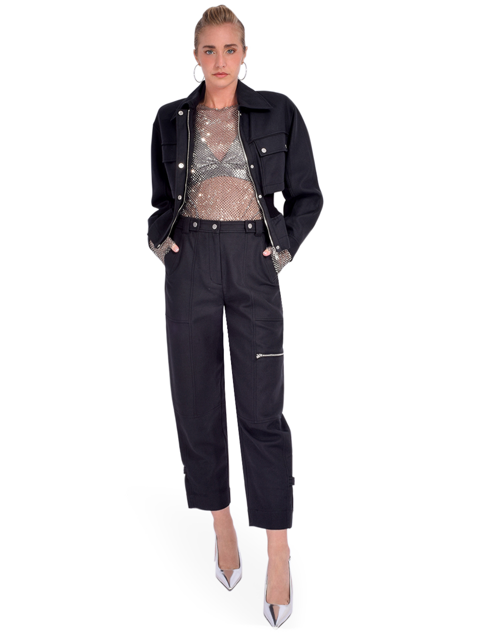3.1. Phillip Lim Sergeant Peplum Jacket in Black Full Outfit 