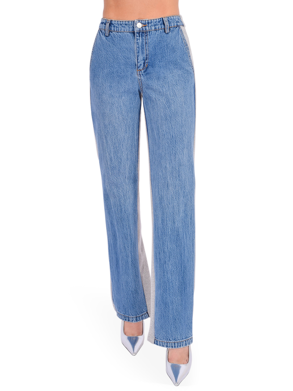 SER.O.YA Payton Terry Denim Pant in River Blue Front View 