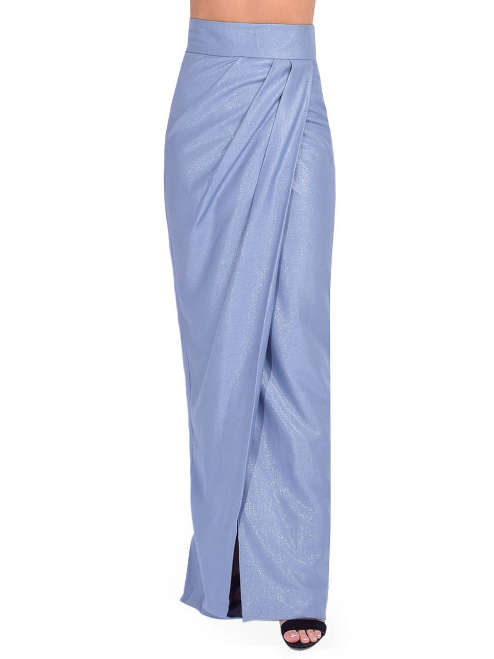 SABINA MUSAYEV Jetta Column Skirt in Sky Blue Front View 