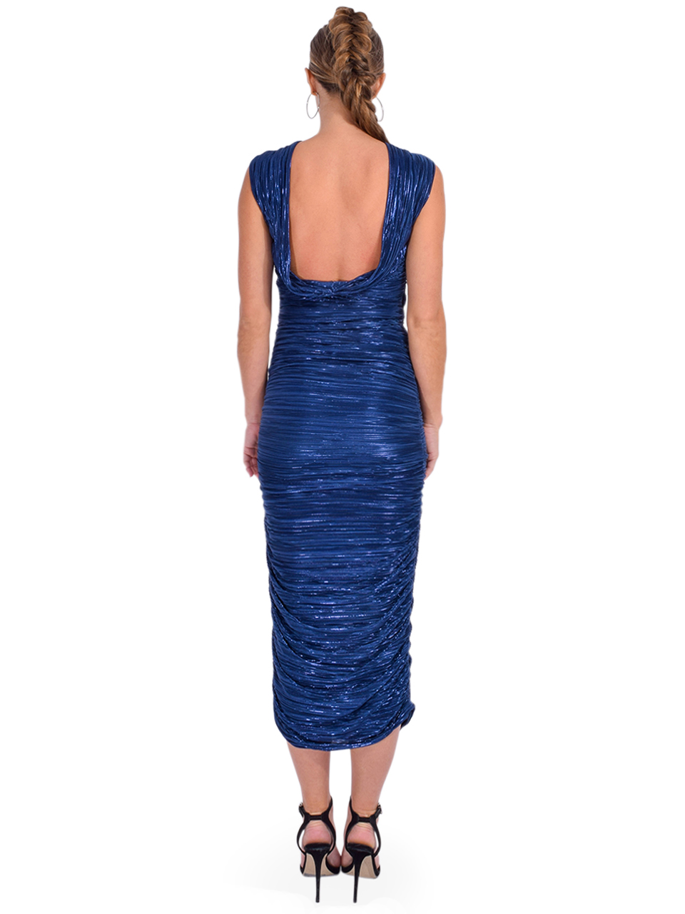 SABINA MUSAYEV Supernova Midi Dress in Navy Back View 